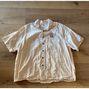 Disney Parks Mickey in Paradise Hawaiian Shirt Adult XL Beige Embroidered